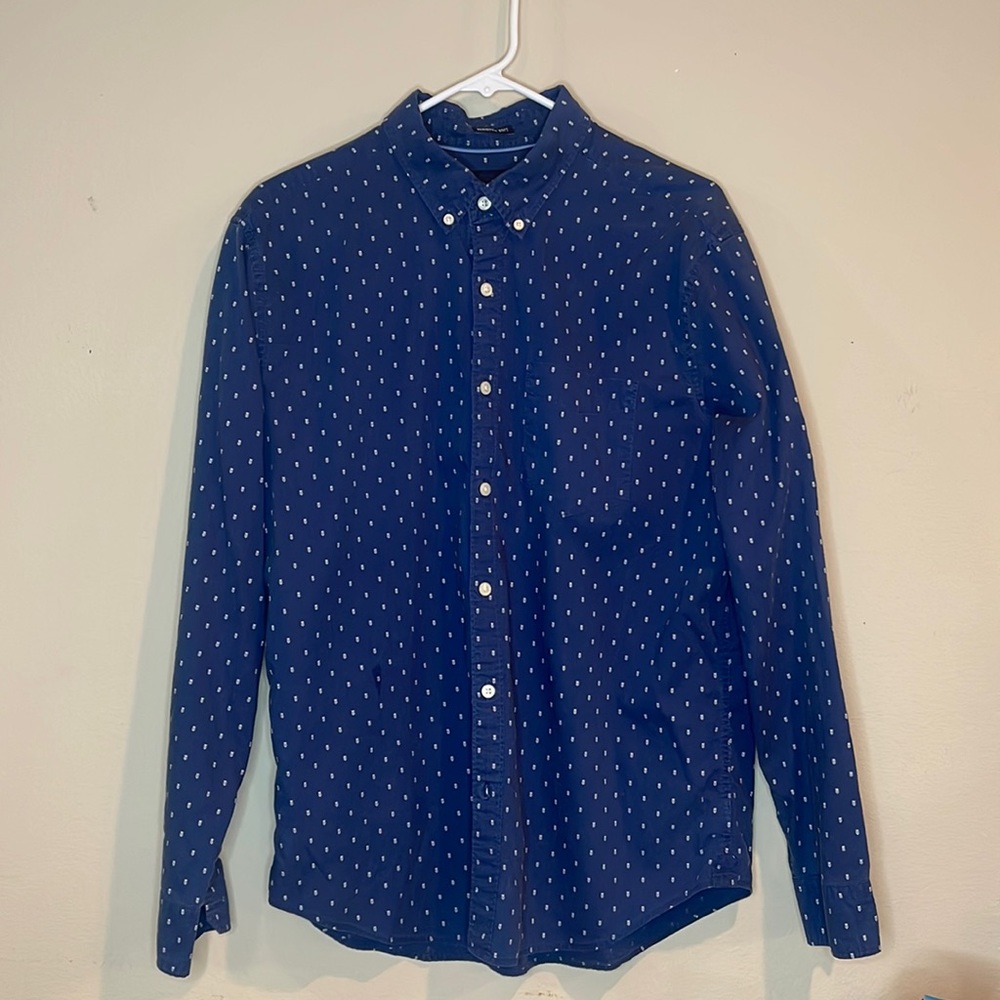 American Eagle Navy Casual Oxford Buttonup